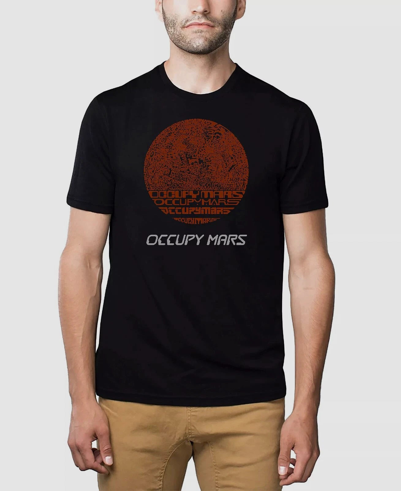 $25 La Pop Art Men's Black Short-Sleeve Crewneck Mars Word Art T-Shirt Size 3XL