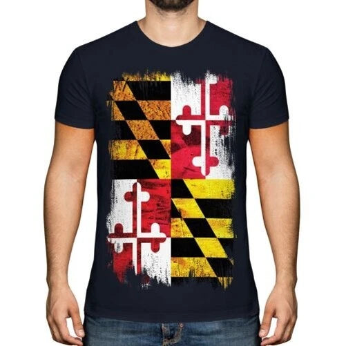 MARYLAND STATE GRUNGE FLAG MENS T-SHIRT TEE TOP MARYLANDER SHIRT JERSEY GIFT