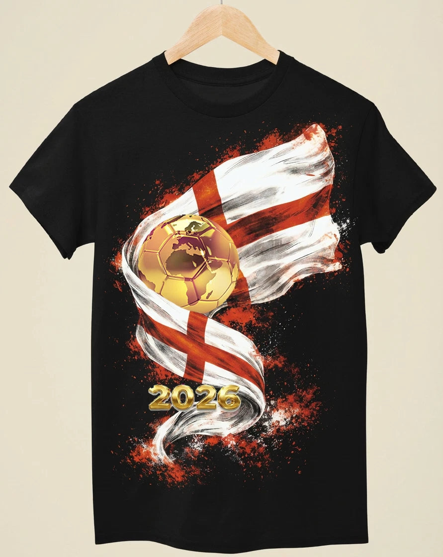 WC 2026 INSPIRED Cool Unisex Black T-Shirt - England - (WC013)