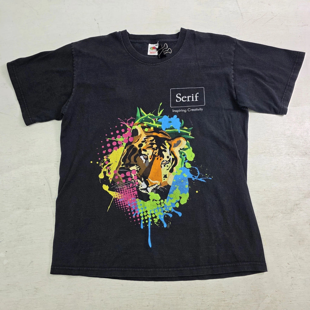 Vintage SERIF Inspiring Creativity Tiger Lion Splash Paint Art Graphic Design Lg