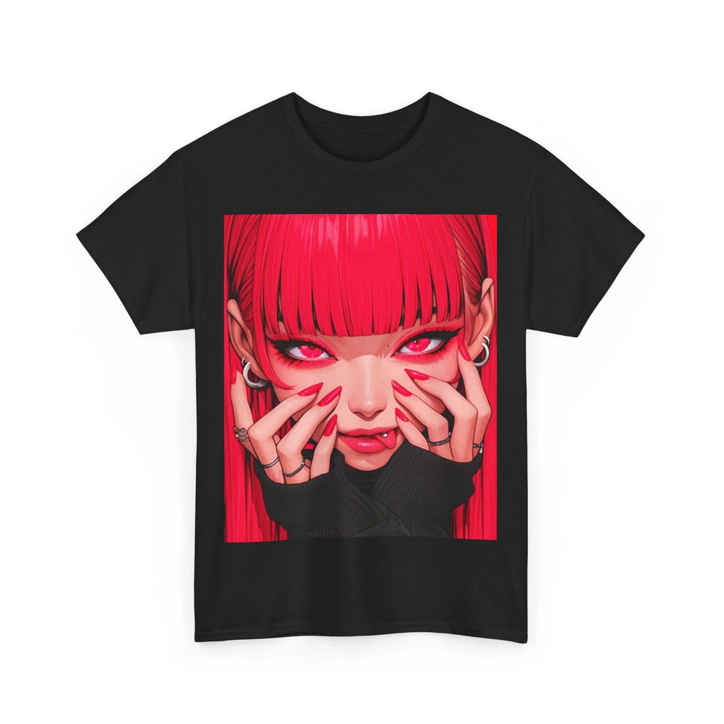 ANIME GIRL EMO RED KAWII FASHION TSHIRT STREET WEAR GIFT MEN WOMEN TEENS SHIRT