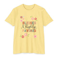 Blessed & Highly Favored T-Shirt | Floral Faith Typography