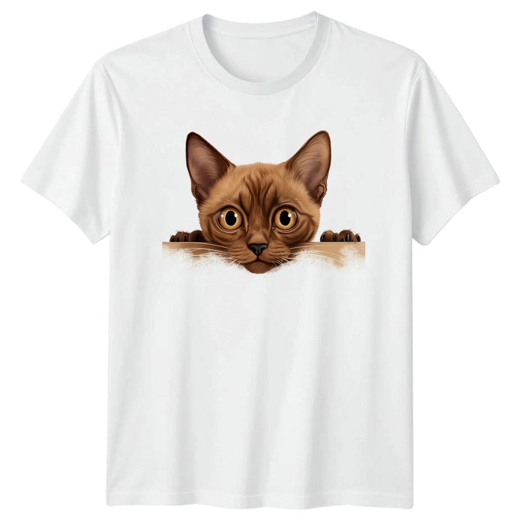 Cute Curious Cat Peeking T-Shirt Cat Lover Animal Birthday Gift For Him And Her