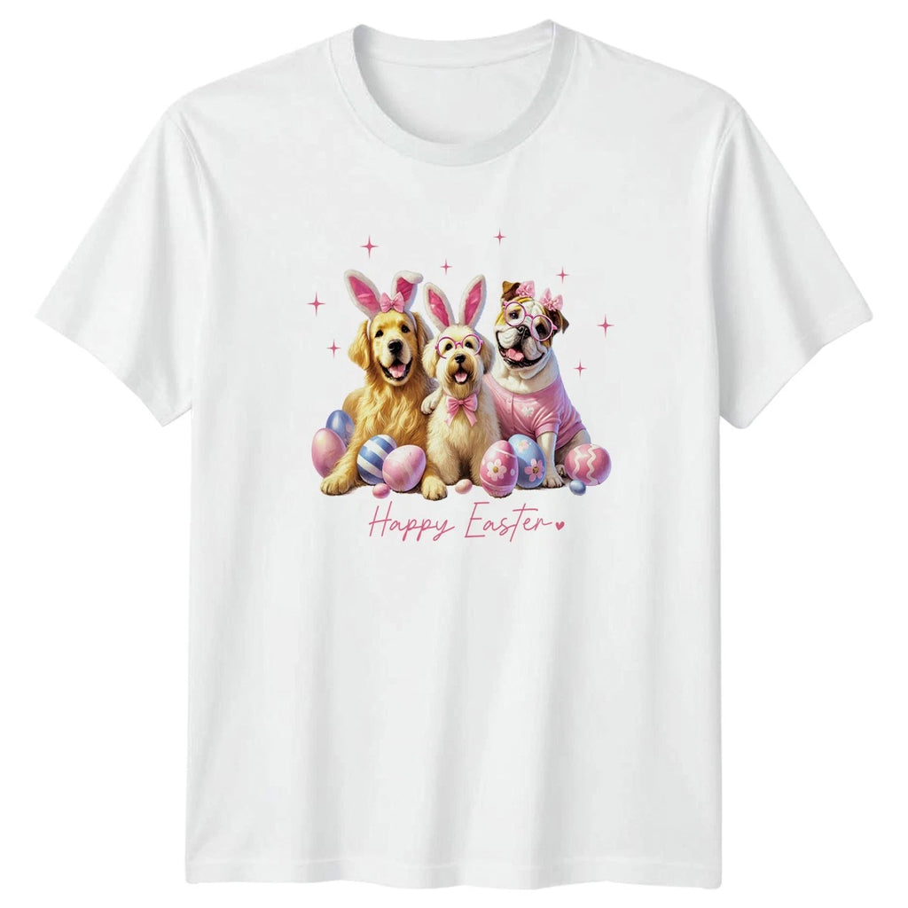 Happy Easter Womens T-Shirt Cute Bunny Dogs Dog Lover Easter Gift For Her
