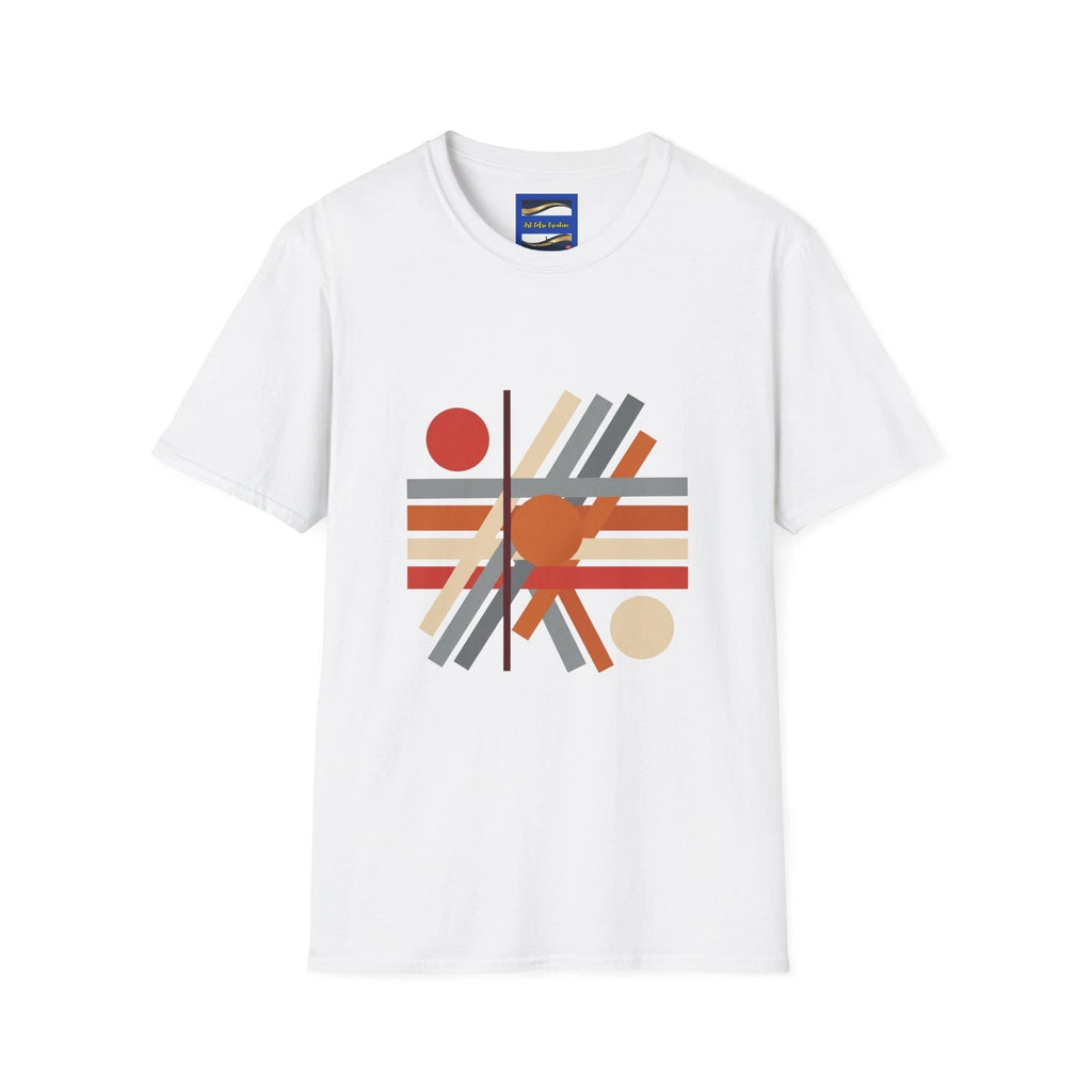 Abstract Geometric Sunset T-Shirt | Retro Stripes and Shapes Fashionista