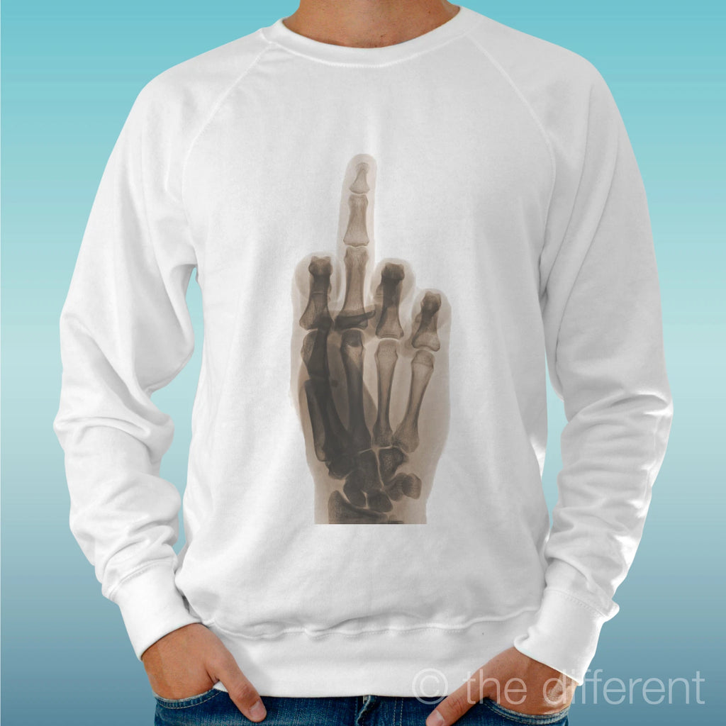 Felpa Man Light Sweater White " x-Ray Funny Hand Mano " Road To Happiness