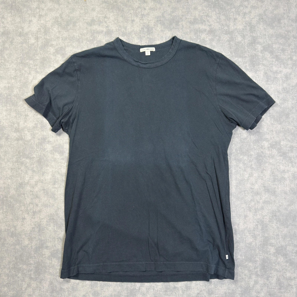 James Perse Shirt Mens L Blue Lightweight Cotton Jersey Crew Neck Tee Made USA