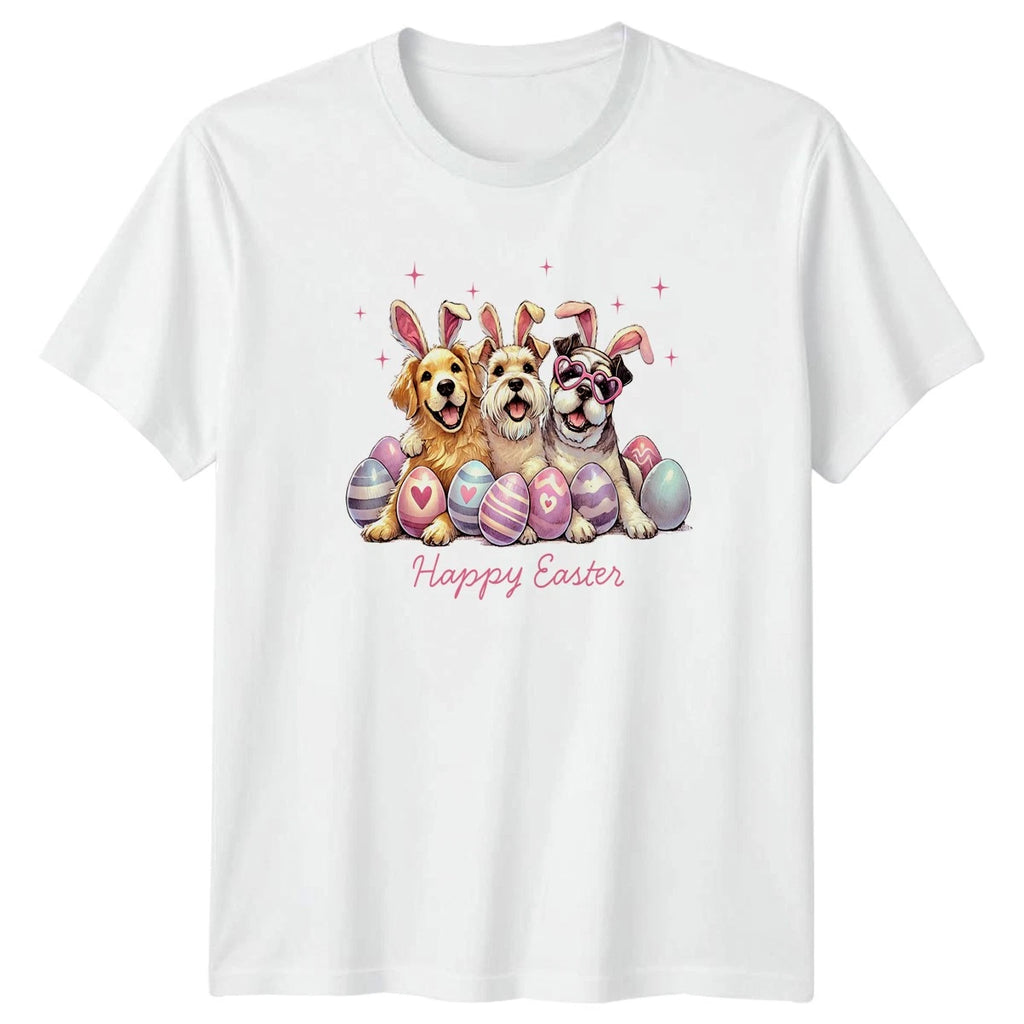 Happy Easter Womens T-Shirt Dog Breeds Pet Animal Easter Gift For Her