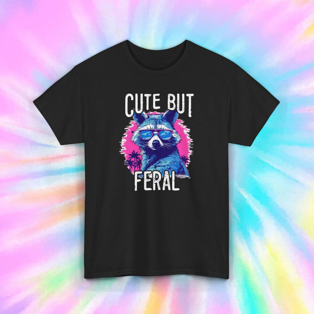 Cute But Feral T-Shirt | Raccoon Graphic | Funny Animal Design | S-5XL