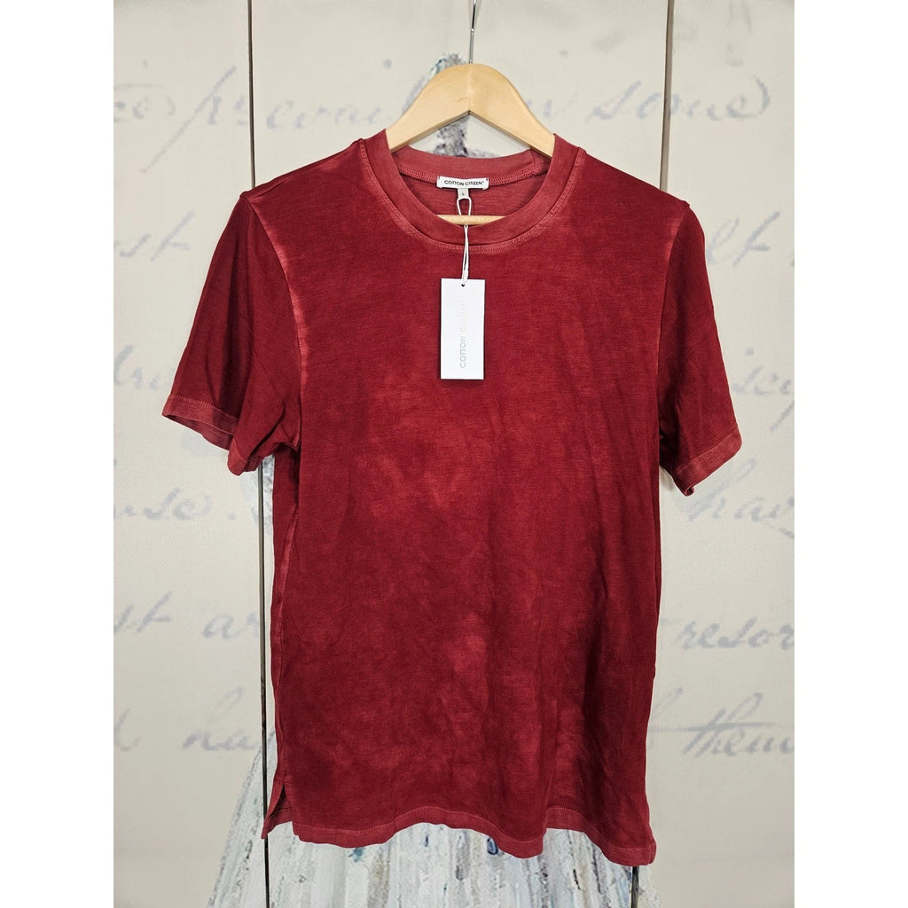 Cotton Citizen Mens Standard Tee Crimson Red Hand Dyed Slub Cotton T-Shirt S NEW