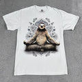 the Mountain Vriksasana Meditating Sloth 100% Cotton White T-Shirt Sz Medium
