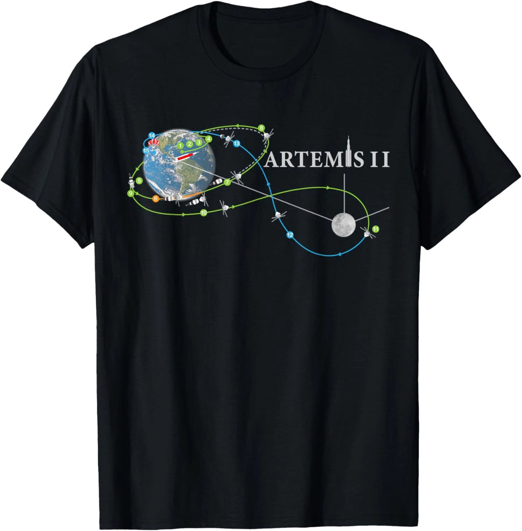 Artemis 2 Route Map SLS Rocket Launch Mission To The Moon T Shirt Size S - 5XL