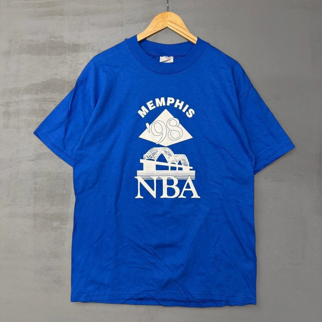 Vintage Memphis 1998 NBA Basketball Shirt Blue Hanes 90s Size Large