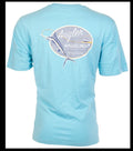 $45 TOMMY BAHAMA Sky Blue ANGLER MANAGEMENT Relaxed Fit Short Sleeve T-shirt NWT