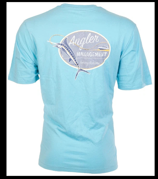$45 TOMMY BAHAMA Sky Blue ANGLER MANAGEMENT Relaxed Fit Short Sleeve T-shirt NWT