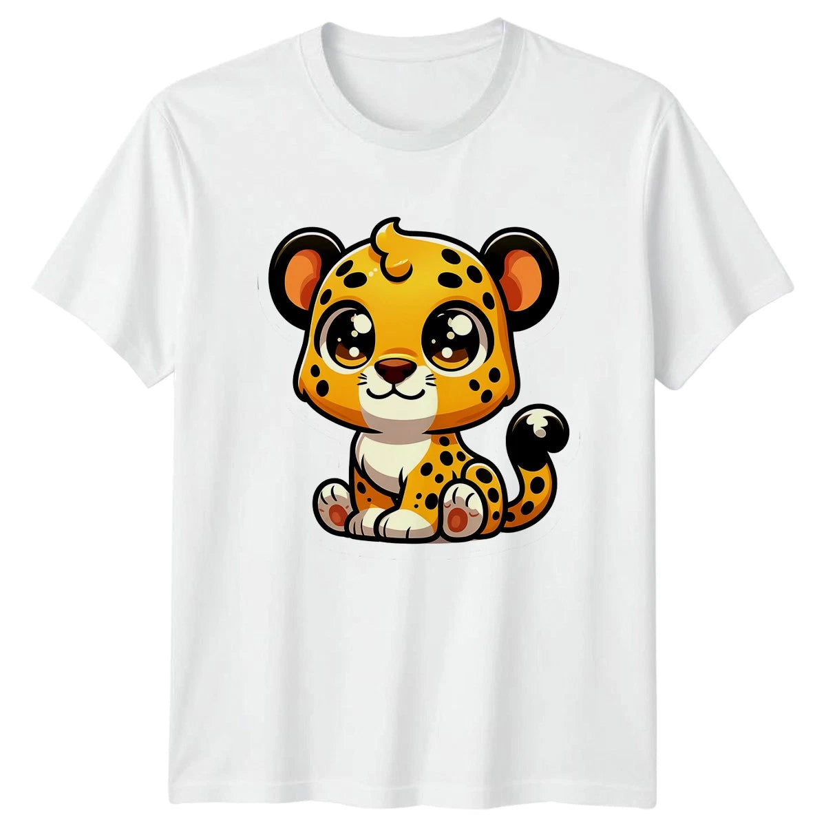 Cute Leopard Cub Animals Mens T-Shirt Womens Tee Graphic Unisex Top
