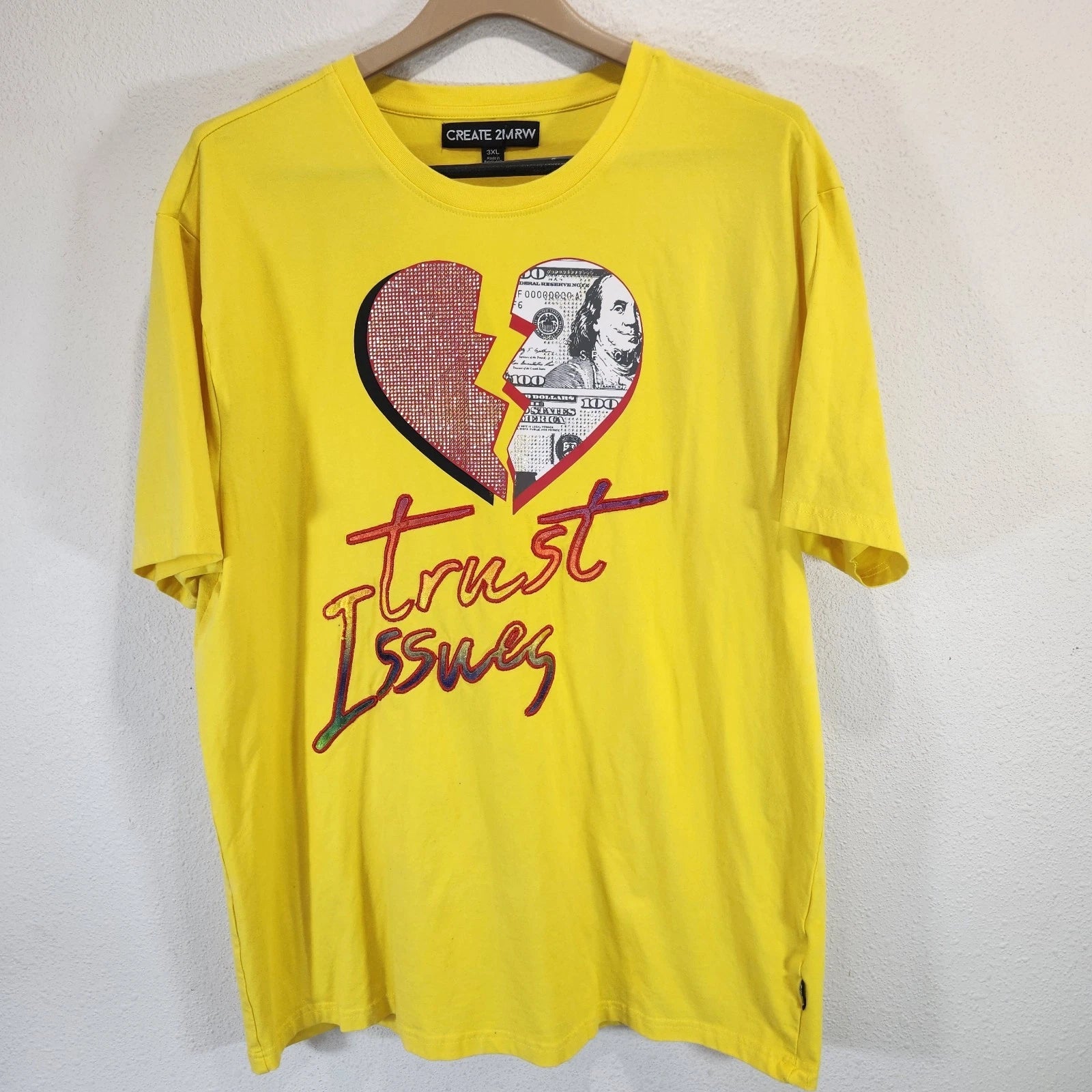 Create ZMRW Men 3XL Art Graphic Shirt Street Art Statement Short Sleeve Tee FLAW