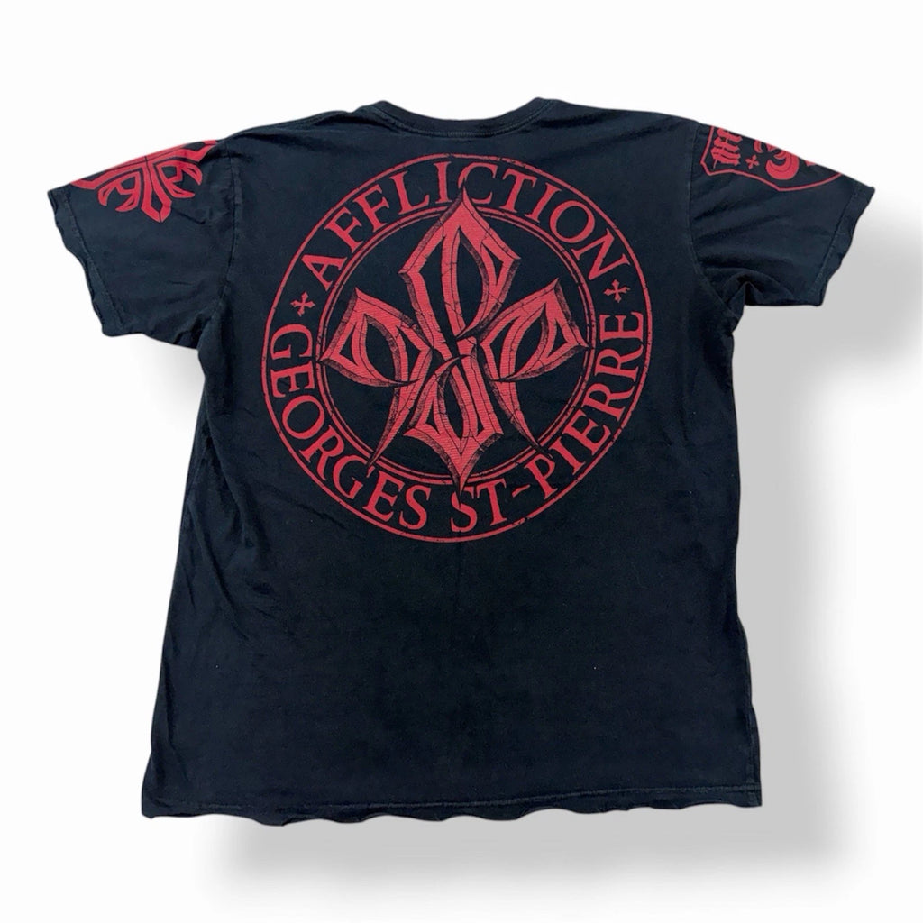 Affliction Georges St-Pierre Rush Distressed Double Sided Tshirt Men Size M