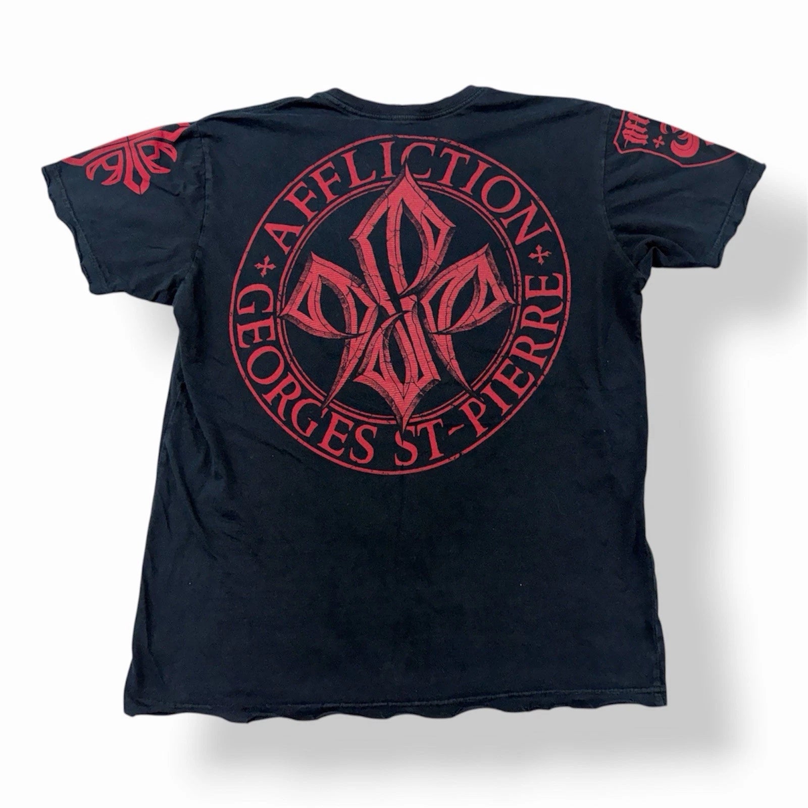Affliction Georges St-Pierre Rush Distressed Double Sided Tshirt Men Size M