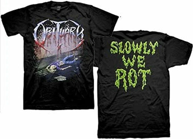 New Authentic Obituary Slowly We Rot Album Death Metal Band Shirt Cause of Death