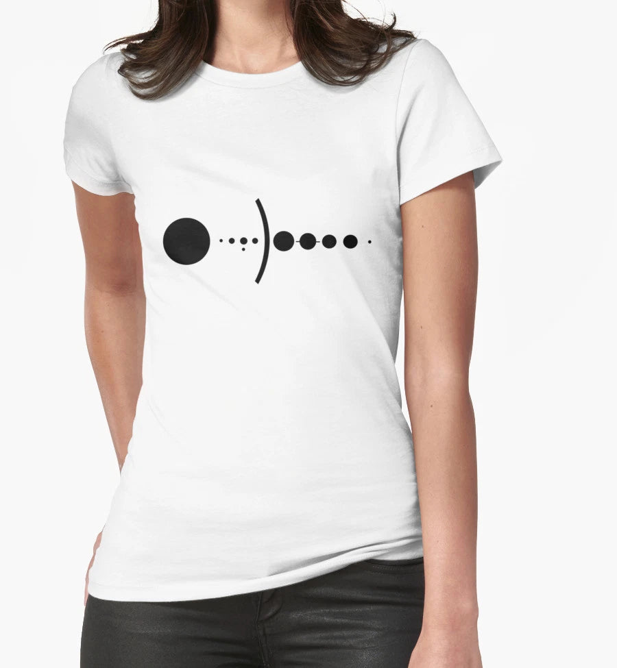 Minimalist Solar System T-Shirt (Women) - White/Black