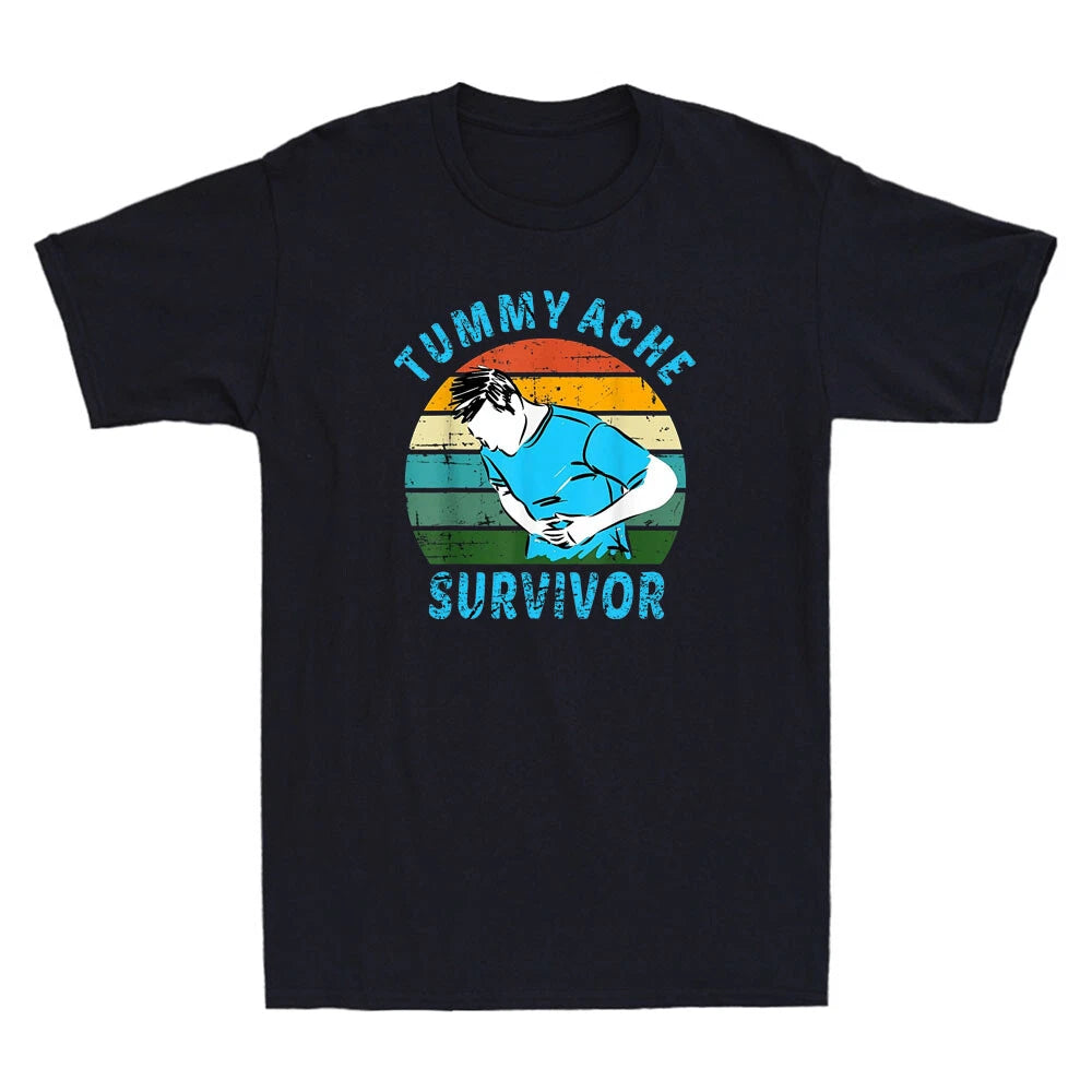 Tummy Ache Survivor Funny Saying Quote Gift Vintage Men's Short Sleeve T-Shirt