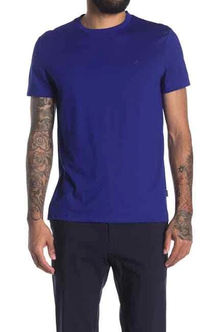 Calvin Klein Men's Regular Fit Solid Crewneck Tonal Logo T-Shirt, Light Navy,XXL