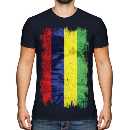 MAURITIUS GRUNGE FLAG MENS T-SHIRT TEE TOP MAURICE FOOTBALL MAURITIAN GIFT SHIRT