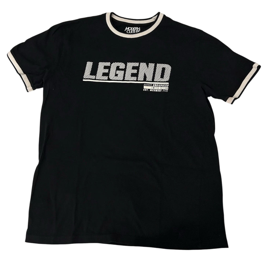 Modern Culture Mens Short Sleeve T Shirt Size Large Black Textured Undisputed