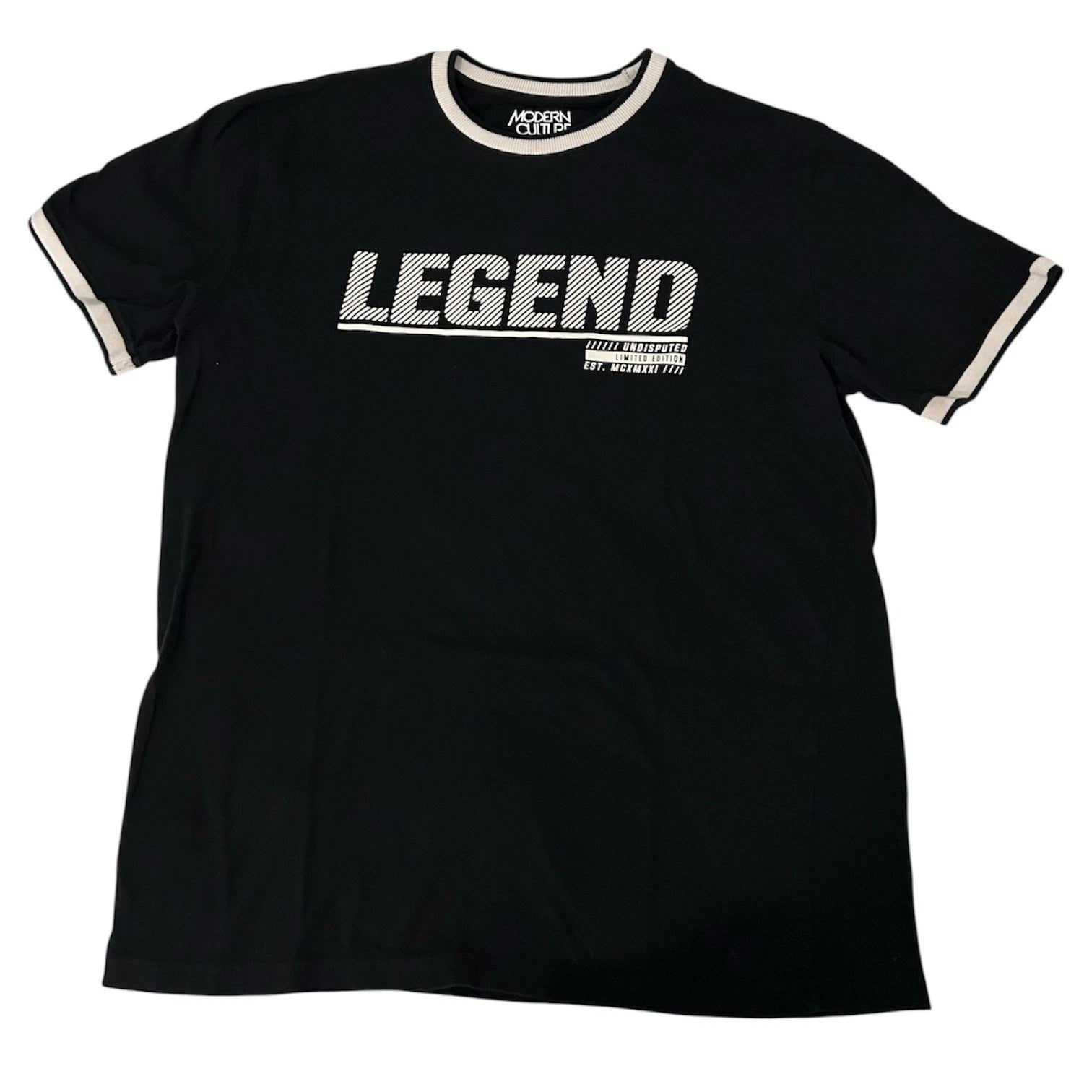 Modern Culture Mens Short Sleeve T Shirt Size Large Black Textured Undisputed