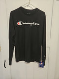 Champion Athleticwear Long Sleeve Spell Out T-Shirt Men's S Black Crew Neck NEW