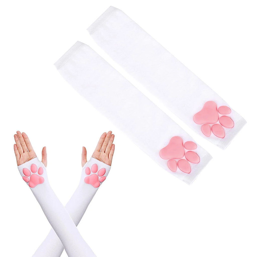 Women's Cute Therian Cat Paws Gloves 3D Cat Claw Paws Pad Sleeves for Cosplay