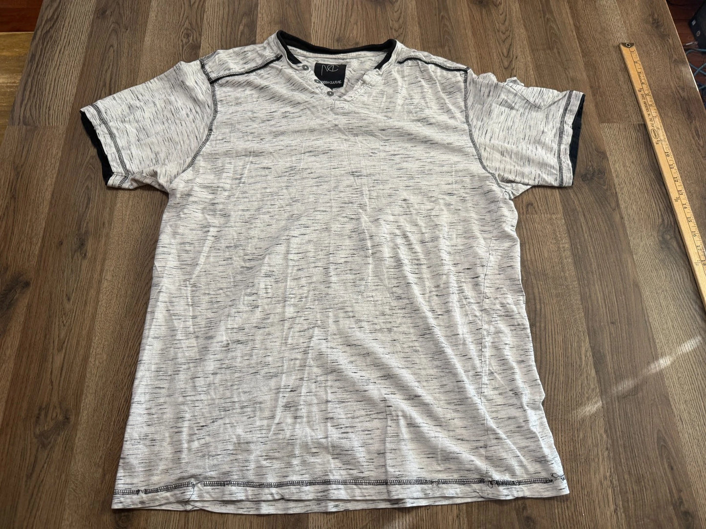 Modern Culture Shirt Men's 2XB White Black Short Sleeve Shirt Quarter Buttons