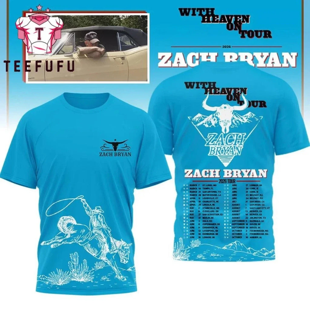 Zach Bryan With Heaven on Tour 2026 Schedule 3D Shirt S-5XL