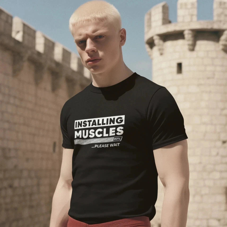 Men's Exercise Print Tee: Short Sleeve Round Neck Workout Shirt casual & Stylish