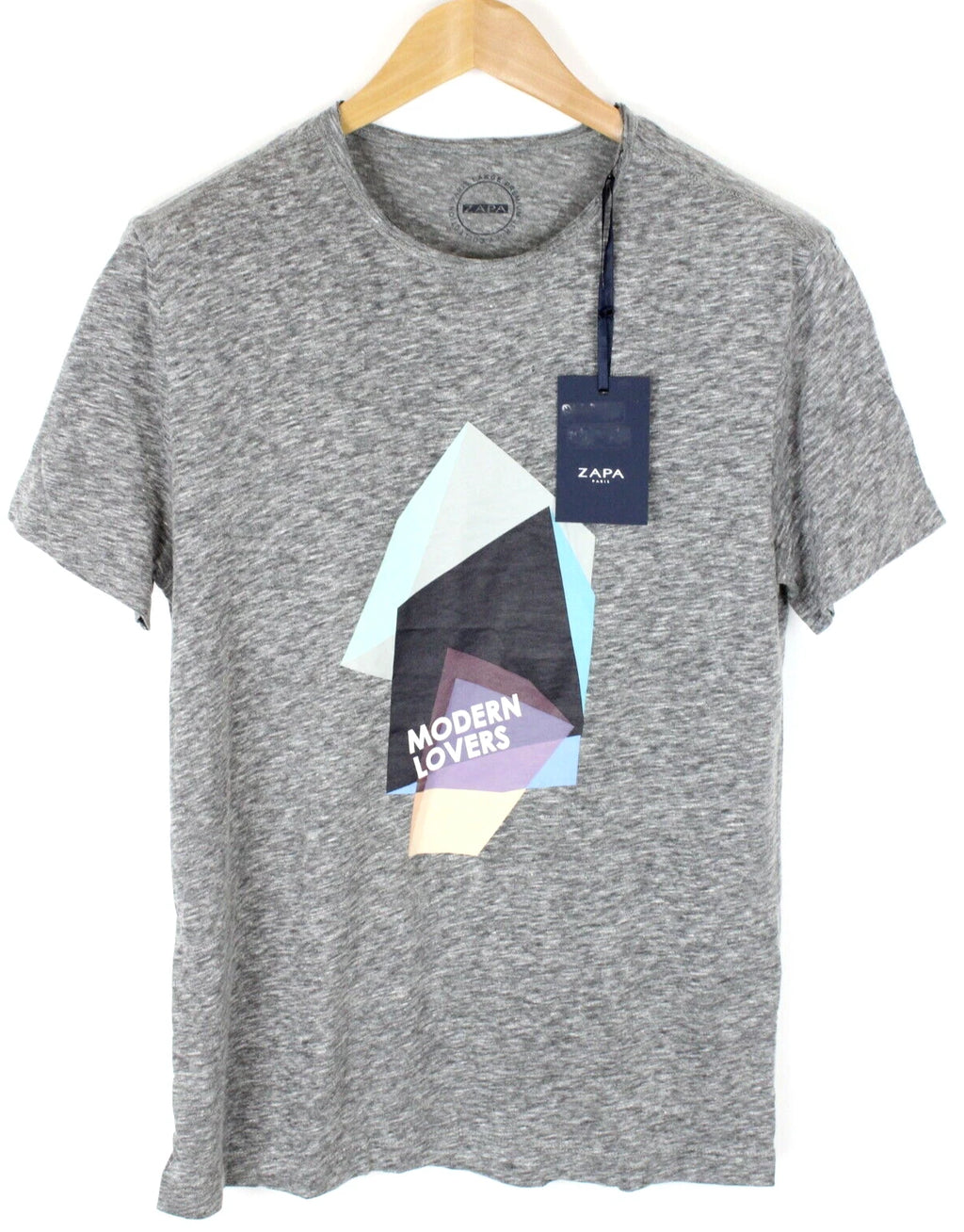Zapa Modern Lovers Men's LARGE Short Sleeve Grey Melange Crew Neck T-Shirt
