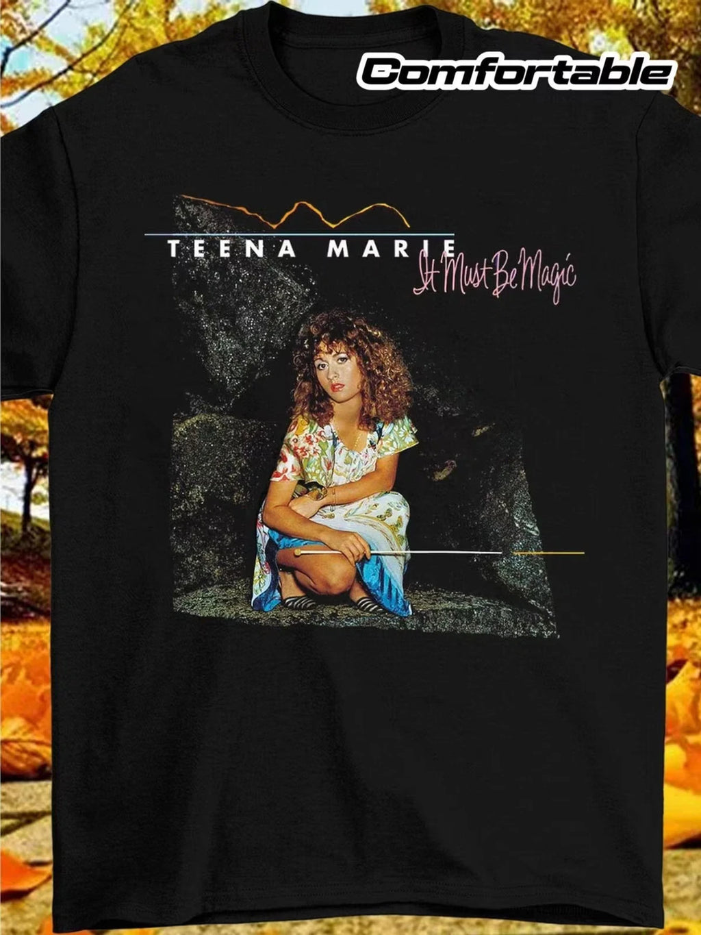 Comfortable TEENA MARIE Graphic T-Shirt for Men's Plus Size - Stylish Black Tee
