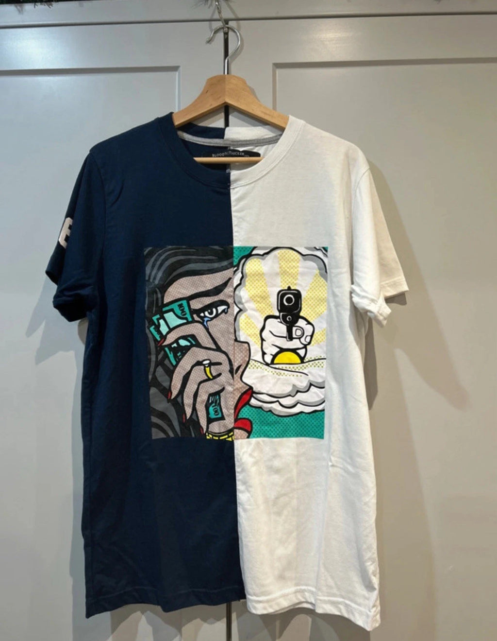 Men's Bloods Thicker Pop Art Style Print T-shirt Size Large.
