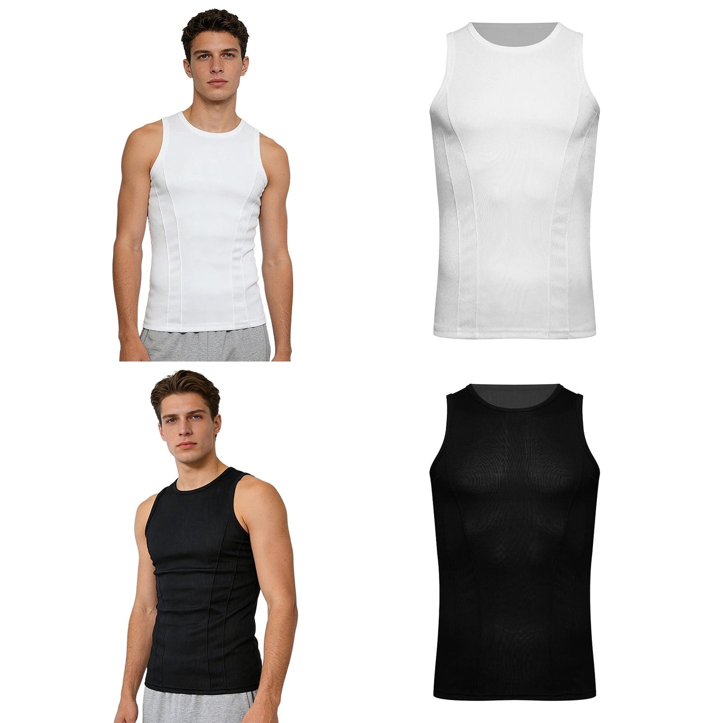 Men's Shirts Irregular Vest Ribbed T-Shirt Daily Wear Tank Top Mesh Clothing