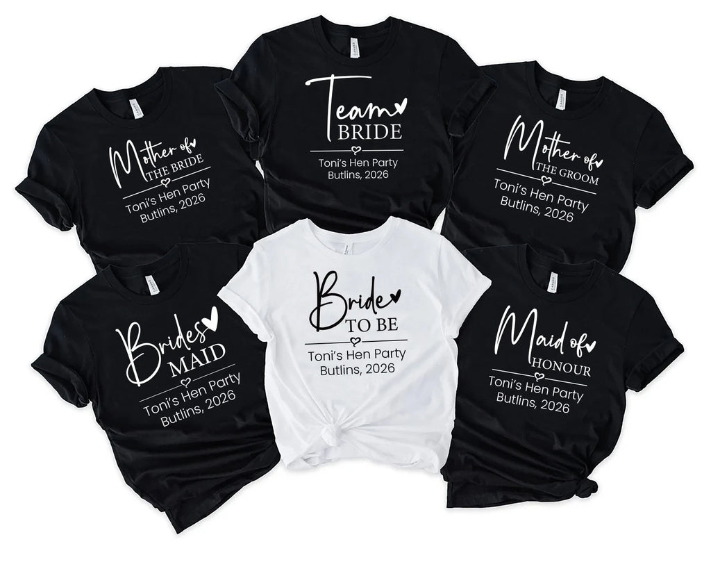 Hen Party T Shirts Hen Do Bride To Be Tribe Tops Personalised, Golden Team 2026