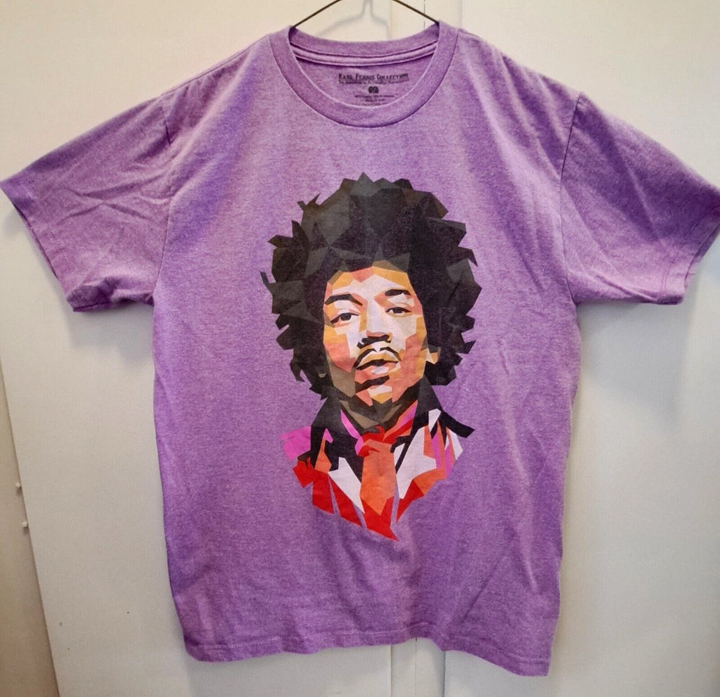 Jimi Hendrix Shirt Purple Pop Art Big Face Graphic Tee Size Medium