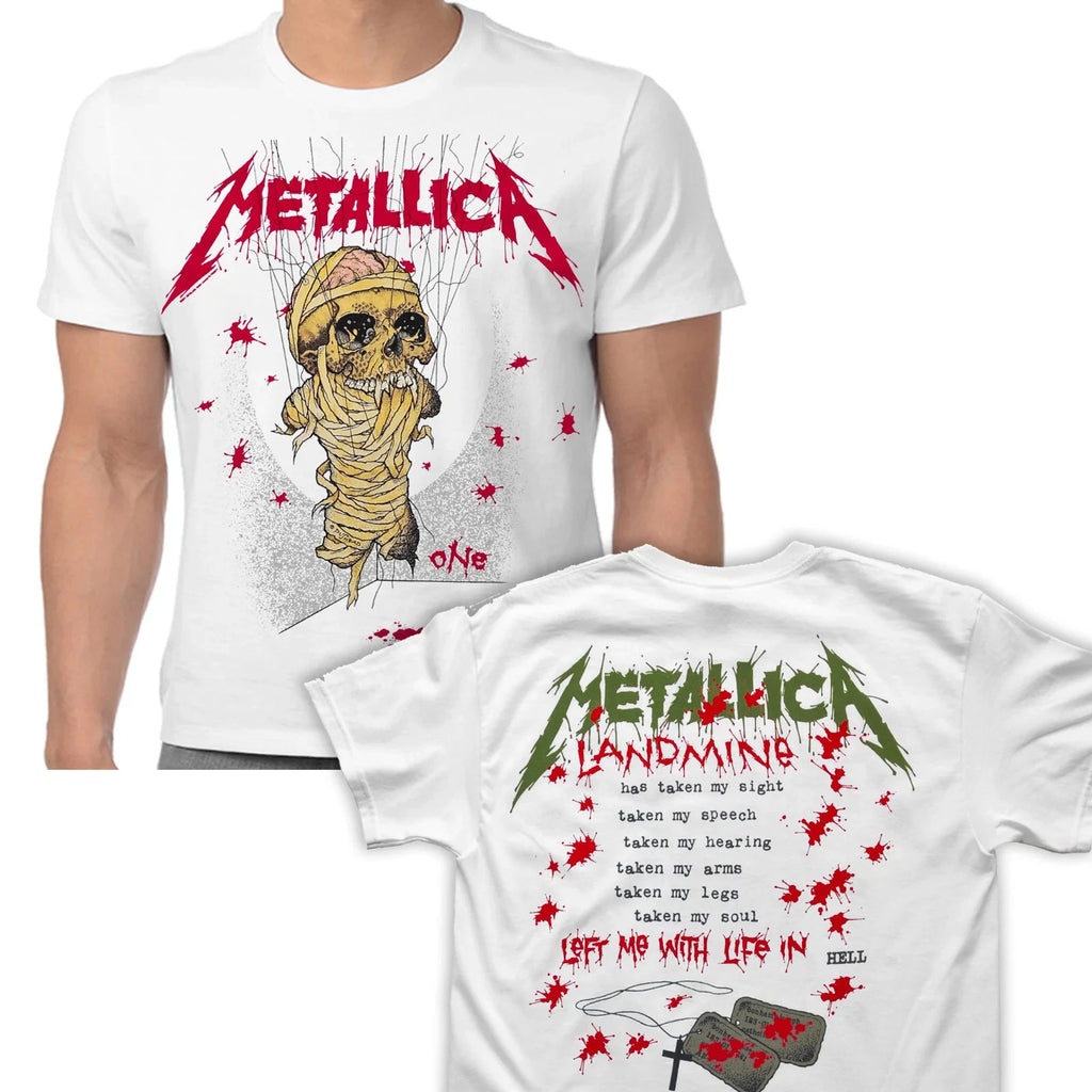 Official Metallica T Shirt One Landmine White New S M L XL XXL
