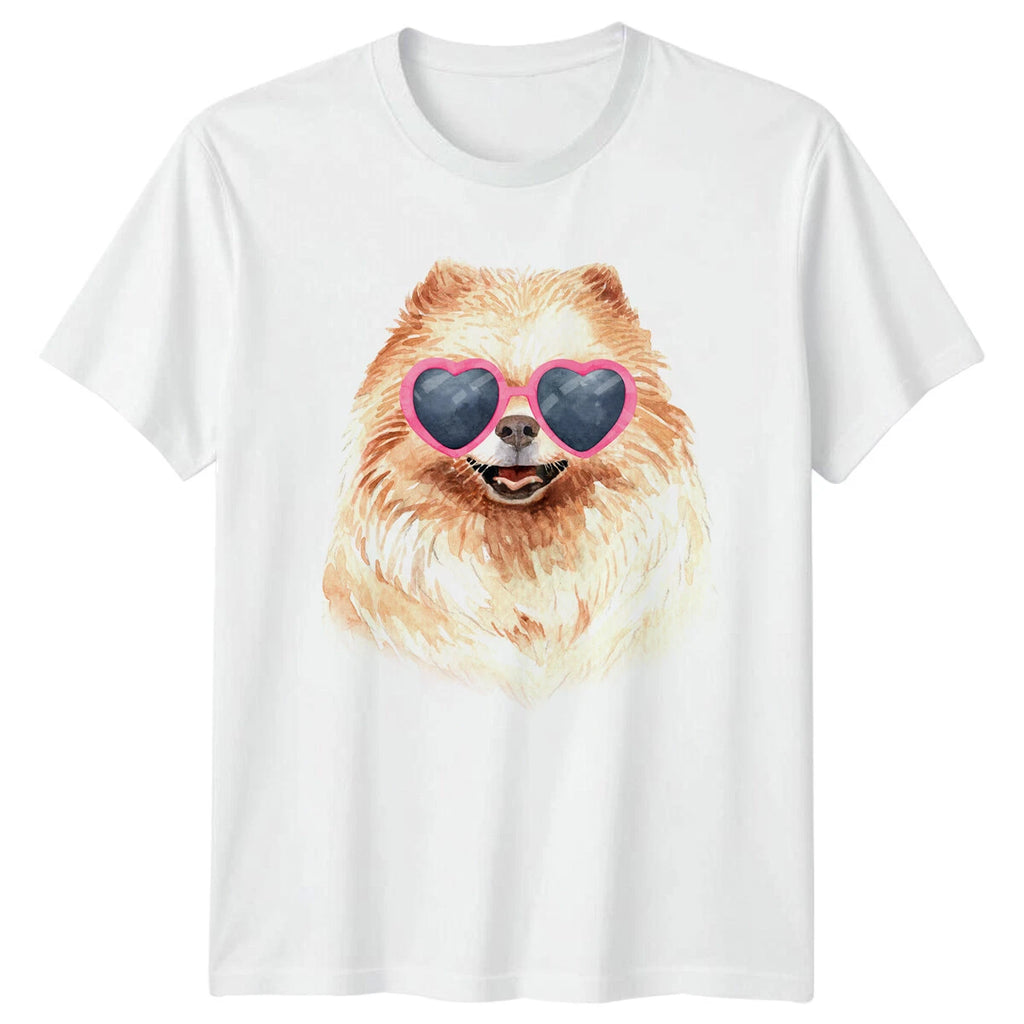 Pomeranian Dog Heart Sunglasses Mens T-Shirt Cute Pet Tee
