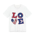 Patriotic LOVE graphic Tee | American flag donut and flip flop design
