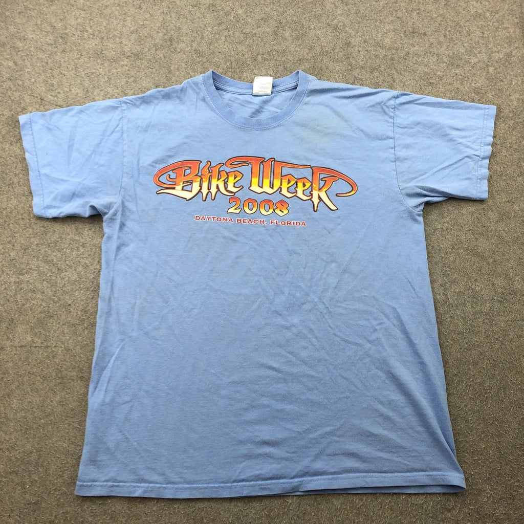 Bike Week Shirt Mens Large Blue Daytona Beach Florida Motorcycle Event 2008 Y2K
