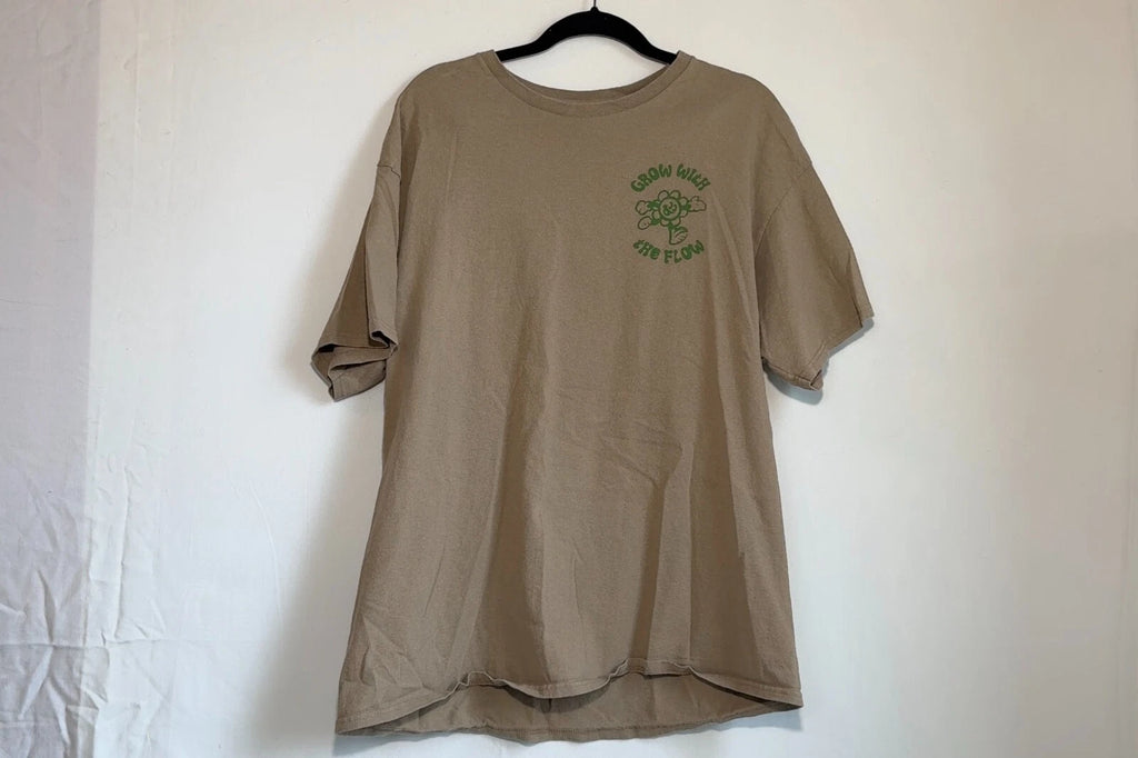 Peace Of Mind Shirt Men's XL Brown Tan Grow With the Flow Short Sleeve