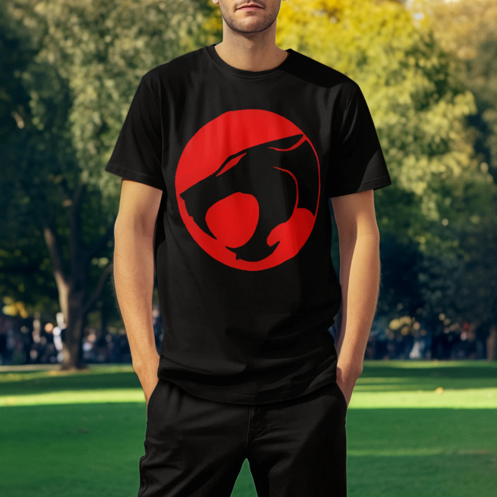 ThunderCats Logo T-Shirt Retro 80s Cartoon Lion-O Symbol Red Black Graphic Tee