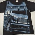 TULTEX FREIGHTLINER Vtg 90s Y2K Trucker Black Graphic Print T-SHIRT Men's L