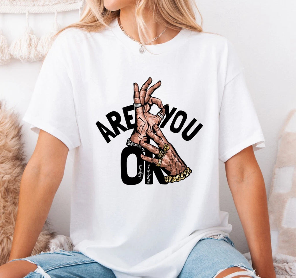 “Are You OK” Street Style T-Shirt, Urban Vibe Graphic Tee, Cool Hand Gesture Des