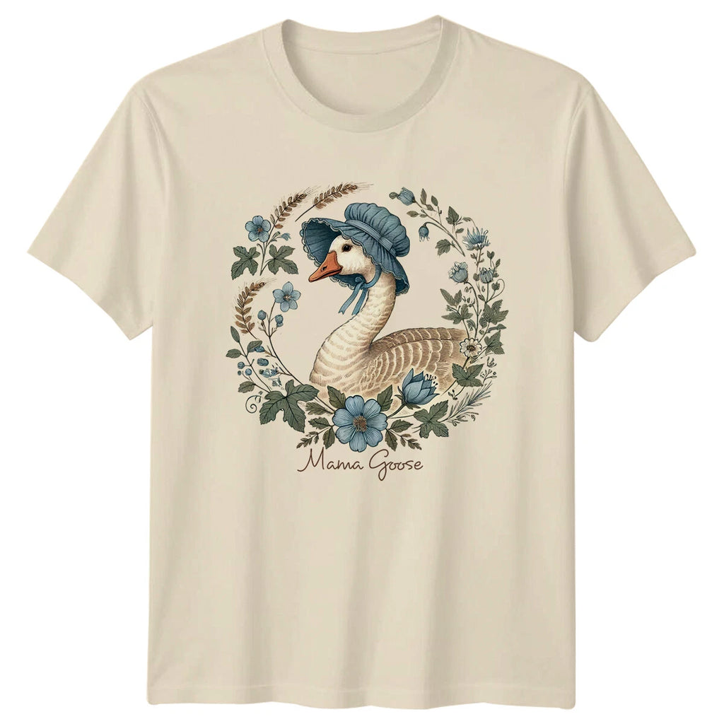 Mama Goose Floral Wreath T-Shirt, Cute Goose Pun Tee